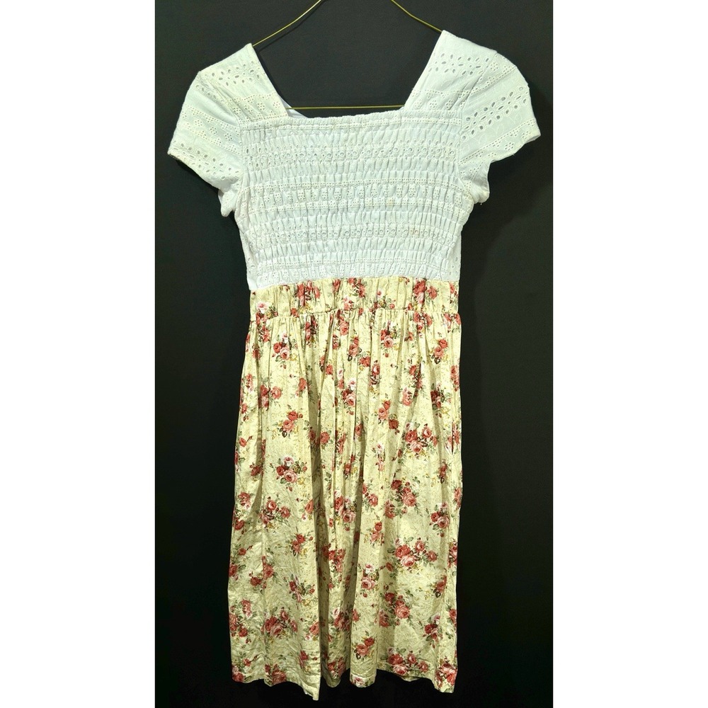 Mikarose Women's White Knit Floral Dress‎ with Pockets Size Small - Picture 2 of 6